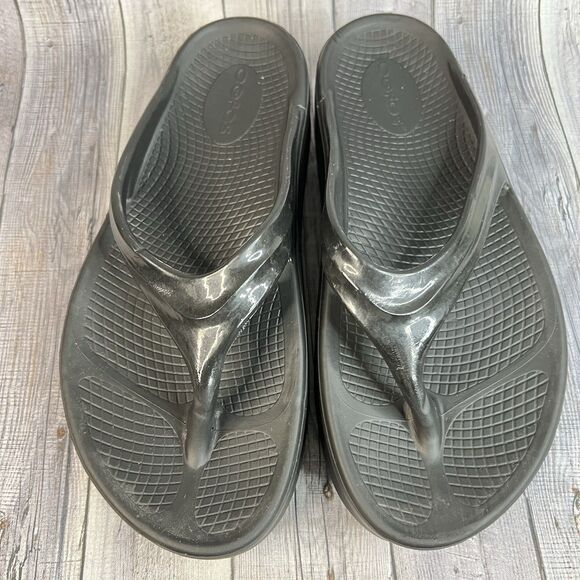 Oofos OOmega OOlala Luxe Women’s 8 US Flip Flop Thong Recovery Sandals Black - Picture 6 of 9